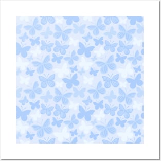 Blue Butterflies Pattern Posters and Art